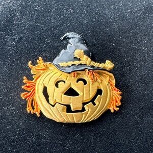 Halloween Pumpkin Witch Hat brooch